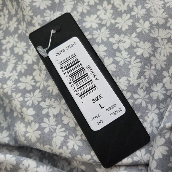 Bebe Black White Ditzy Floral Midi Slip Dress Size L Stretch Satin NEW Cowl Neck - Picture 8 of 10